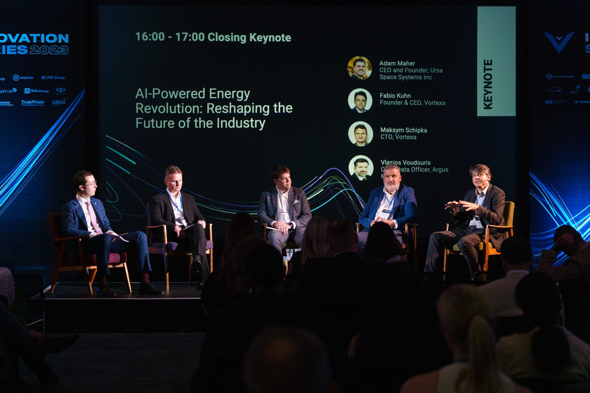 Audience listening to a presentation at Vortexa Innovation Series London 2023.